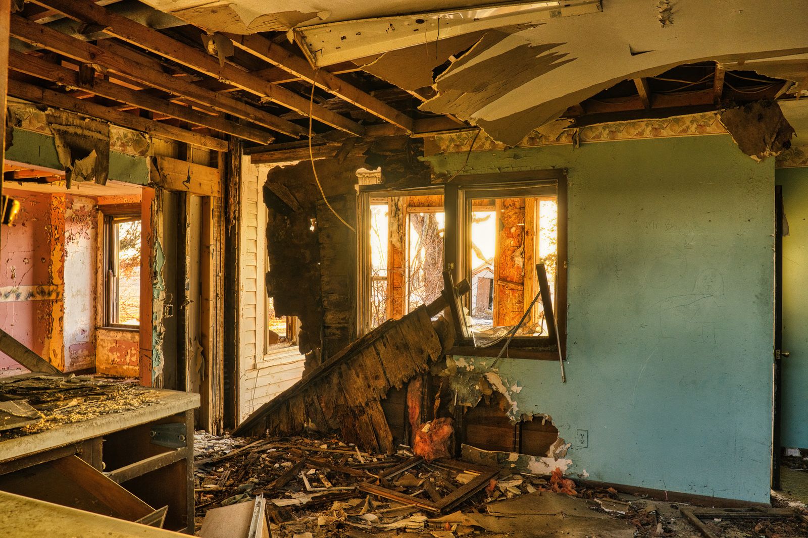 A garage turned into a real room, before